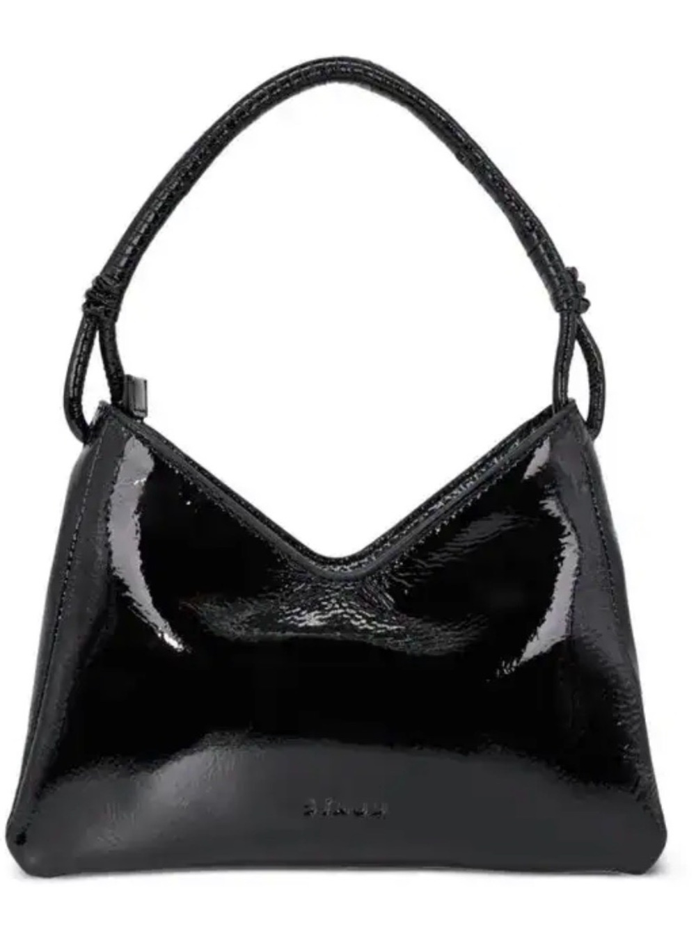 Staud Valerie Black Patent Shiny Leather Handbag Shoulder Bag Purse